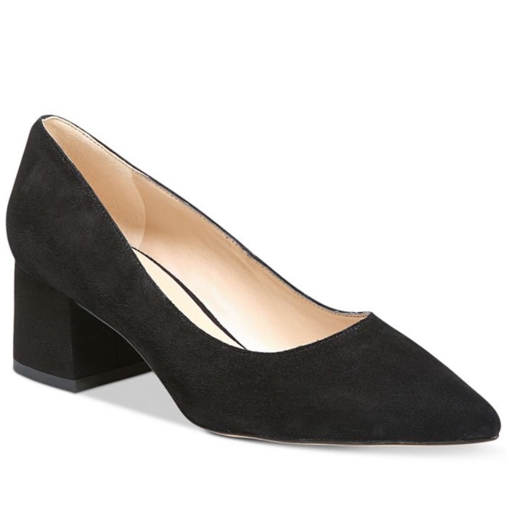 Franco Sarto Callan Black Suede Block Heels